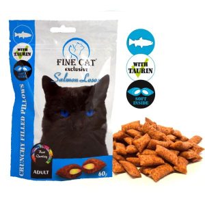 פיין קט Fine Cat חטיף כריות אנטי היירבול עם קרם סלמון - 60 גרם