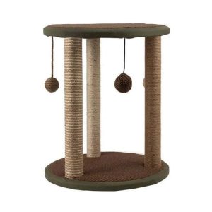 עמוד גירוד עגול עם כדורי משחק לחתולים - 50 ס"מ