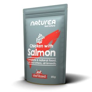 נטוראה פאוץ' מעדן טבעי לחתולים עוף סלמון - 85 גרם
