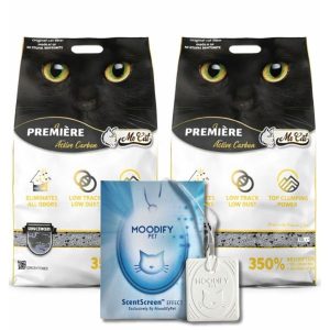 זוג Mr Cat חול לחתולים מתגבש בתוספת פחם פעיל + תליון מודיפיי! כולל משלוח עד הבית! - 10 ליטר * 2 יח'