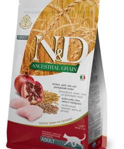N&D נטורל אנד דלישס חתול - עוף, שיבולת שועל ורימון - 5 ק"ג