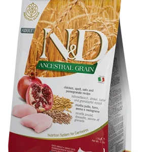 N&D נטורל אנד דלישס חתול - עוף, שיבולת שועל ורימון - 5 ק"ג