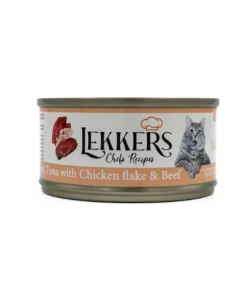 LEKKERS - מעדן חתולים טונה פתיתי עוף ובקר(21)- 85 גרם