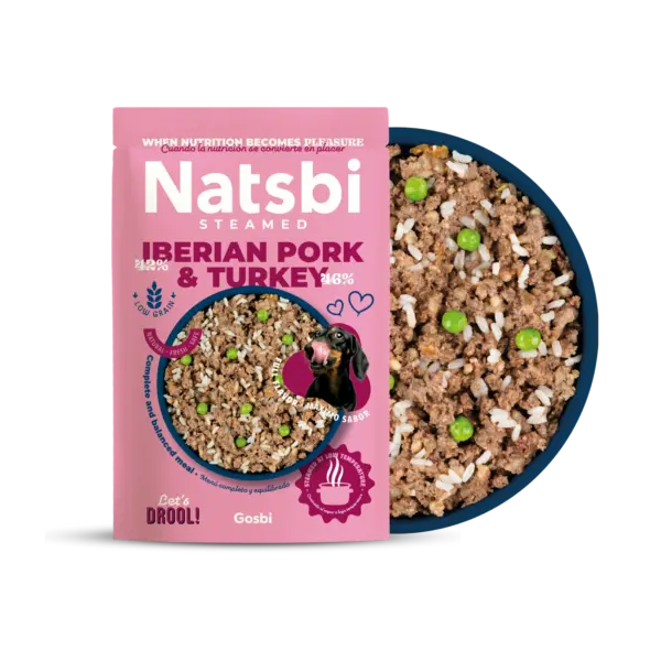 נטסבי חזיר והודו מזון טבעי מאודה 500 גרם - Natsbi Pork and Turkey