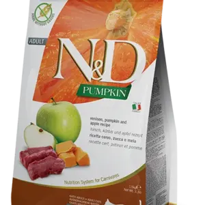 נטורל אנד דלישס צבי ודלעת חתול בוגר 5 ק"ג-N&D Grain Free Venison Adult Cat