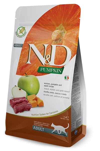 נטורל אנד דלישס צבי ודלעת חתול בוגר 5 ק"ג-N&D Grain Free Venison Adult Cat