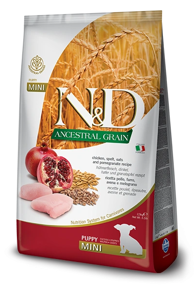 נטורל אנד דלישס גור גזע קטן עוף ורימון 7 ק"ג- N&D Chicken Mini Puppy