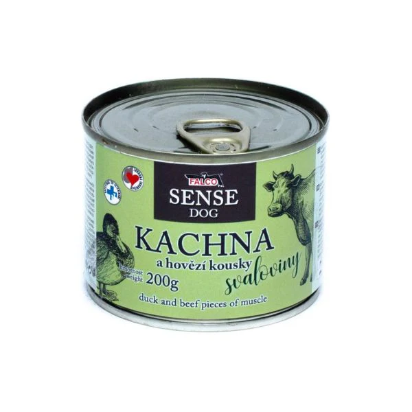 Falco Sense dog מזון רטוב בשימורים ברווז שריר בקר וחזיר - 200 גרם