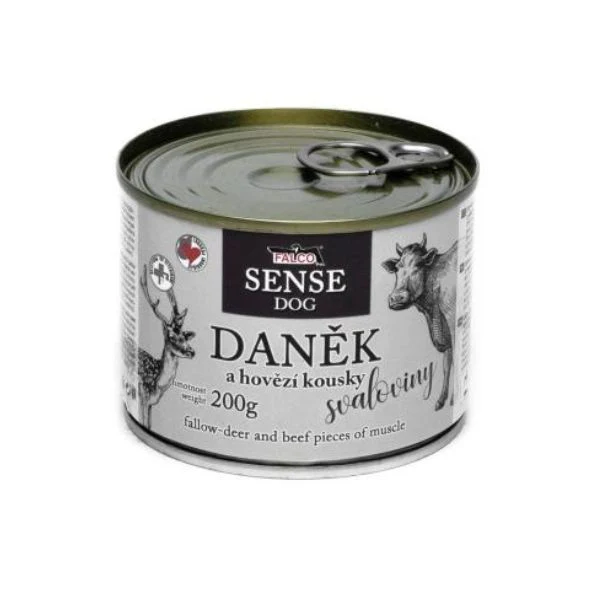 Falco Sense dog מזון רטוב בשימורים צבי שריר בקר וחזיר - 200 גרם