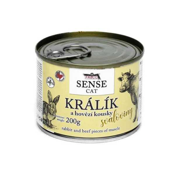 Falco Sense Cat מזון רטוב בשימורים לחתולים ארנבת בקר וחזיר - 200 גרם