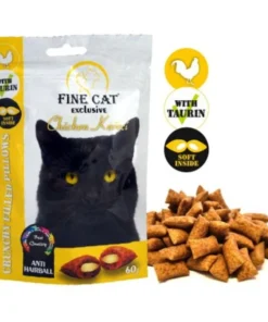 פיין קט Fine Cat חטיף כריות אנטי היירבול עם קרם עוף - 60 גרם
