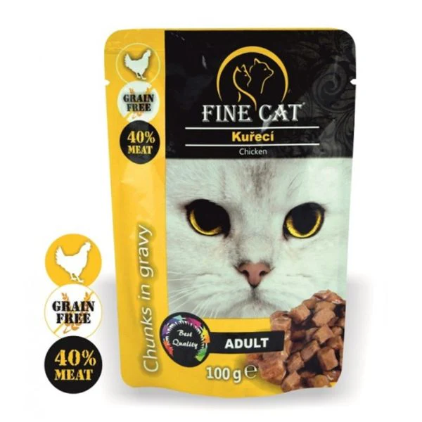 Fine Cat מעדן פאוץ לחתולים עם עוף - 100 גרם