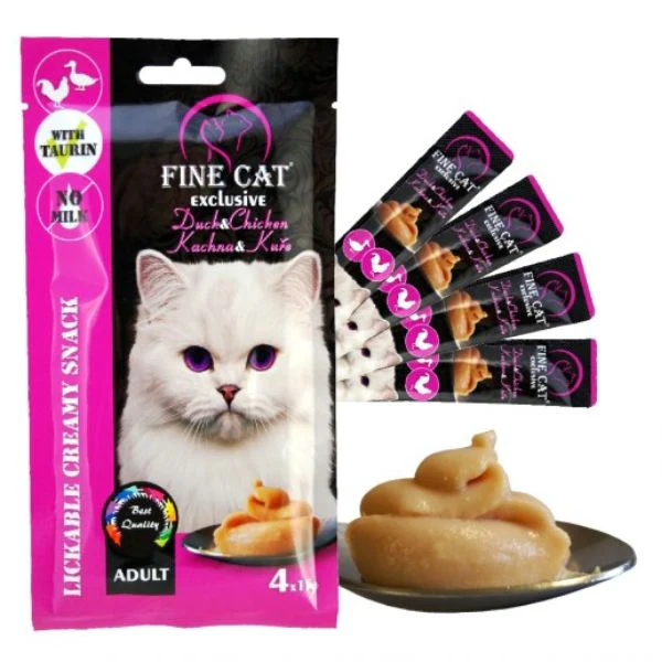 Fine cat קרם ליקוק לחתולים עוף וברווז - 60 גרם