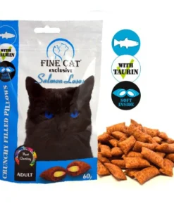 פיין קט Fine Cat חטיף כריות אנטי היירבול עם קרם סלמון - 60 גרם