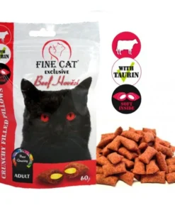 פיין קט Fine Cat חטיף כריות אנטי היירבול עם קרם בקר - 60 גרם