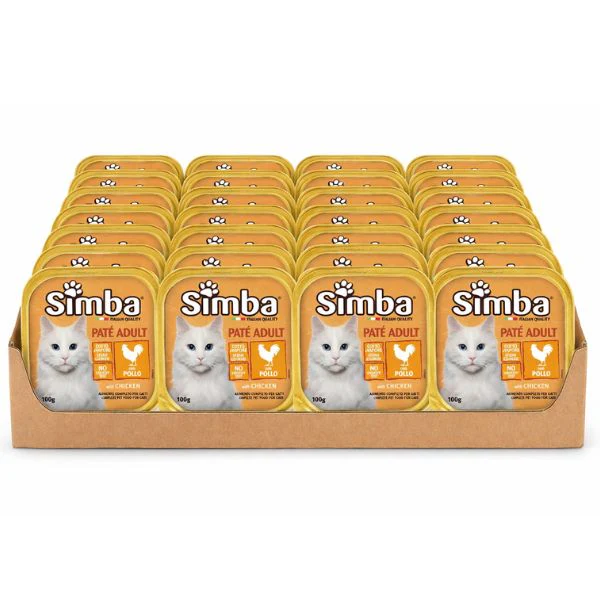 מגש סימבה מעדן פטה עם עוף לחתולים 100 גרם* 32 יח