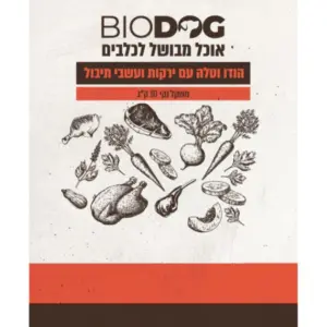 ביודוג מזון טבעי לכלבים 100% הודו טלה ירקות ועשבי תיבול - 10 ק"ג