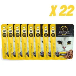 Fine Cat שרוול מעדן פאוץ לחתולים עם עוף - 22 יח * 100 גרם