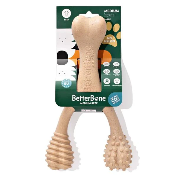 בטר בון Better Bone צעצוע לעיסה לכלבים עוצמה בינונית בטעם בקר - גדול