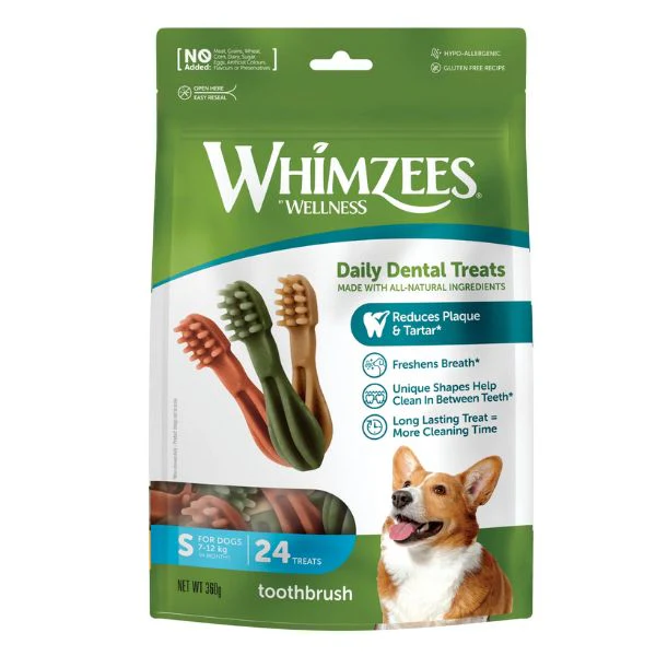ווימזיז Whimzees מברשת שיניים קטנות אריזת חסכון 24 יח' - 360 גרם